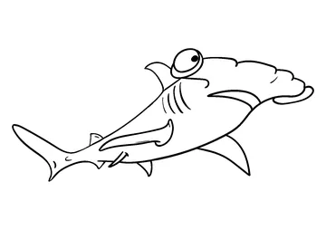 Silly hammerhead shark has big round eyes coloring page