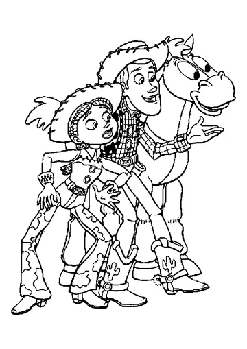 Jessie, Woody and Bulleyes coloring page