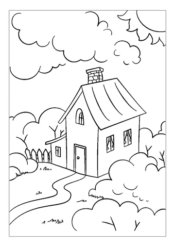 Lovely House with Garden coloring page
