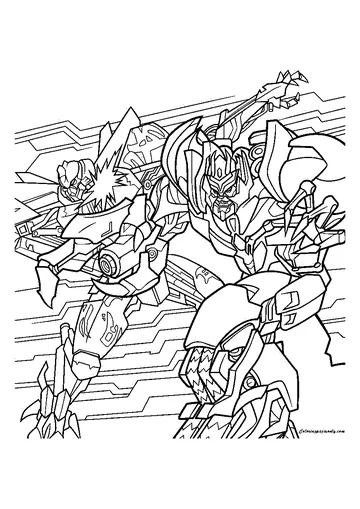 Optimus And Megatron Fighting coloring page