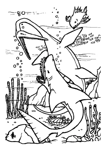 Plesiosaurus Dinosaur fights to Shark under the sea