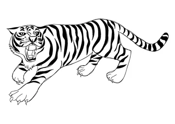 The tiger looks so ferocious coloring page
