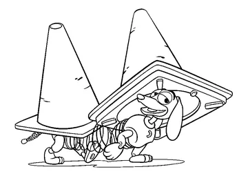 Slinky dog is hiding in the cones