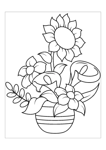 Sunflower and Callas coloring page