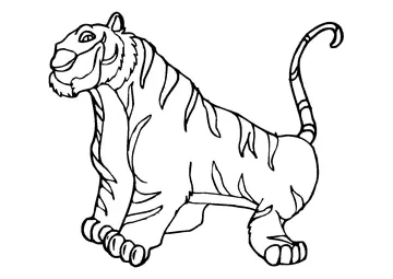 Big tiger tilts its head coloring page