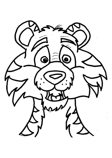 Surprising tiger head from cartoon coloring page