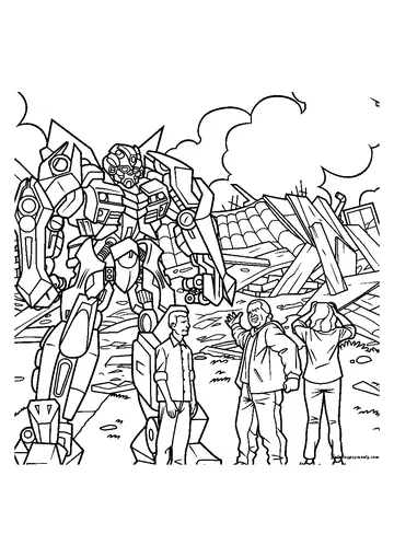 Transformers And Humans coloring page