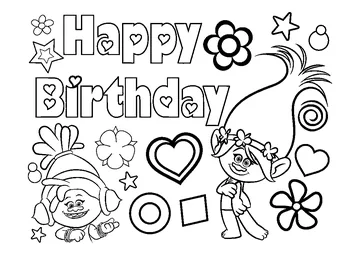 Trolls Party coloring page