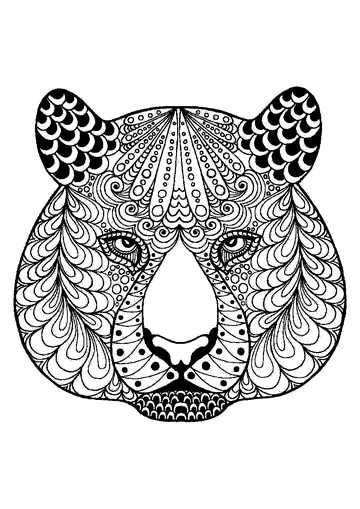 Mandala a head of tiger details coloring page