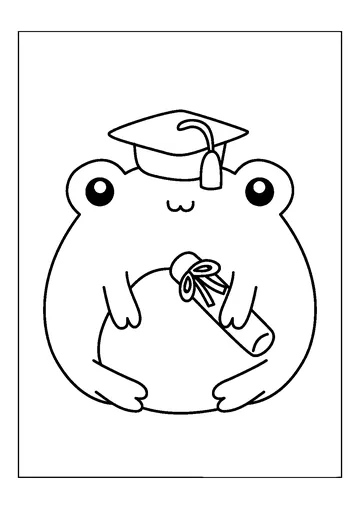 Cute Frog Graduation coloring page