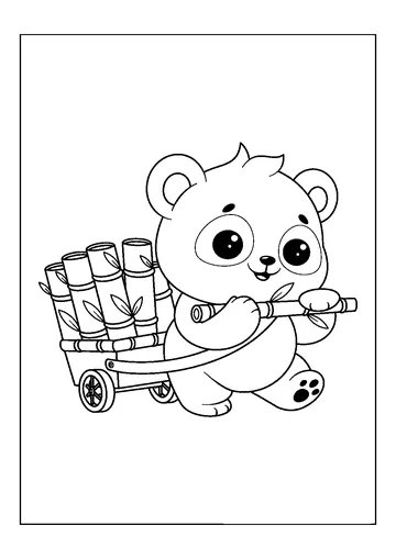 Cute Panda with lots of Bamboo coloring page