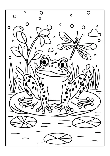 Frog and Dragonfly coloring page