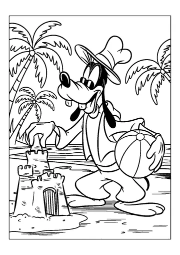 Goofy at the Beach coloring page