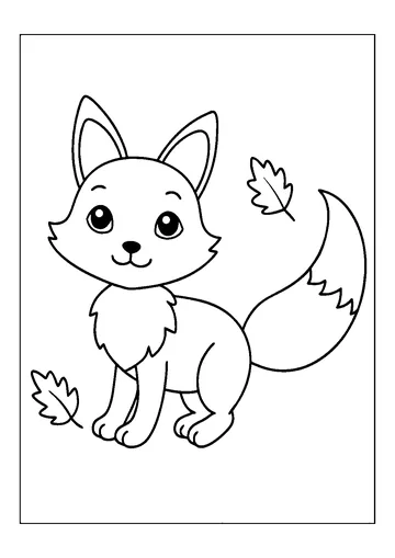 Kawaii Fox in Autumn coloring page