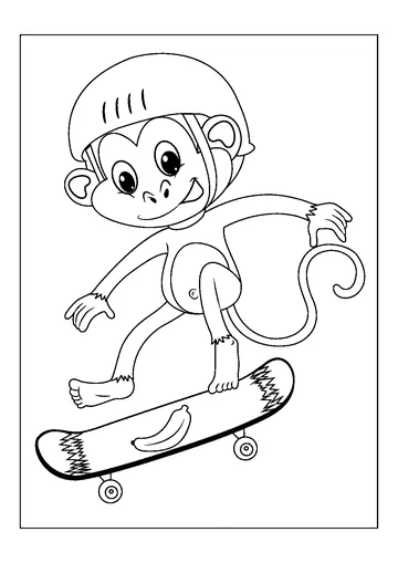 Monkey on Skateboard coloring page