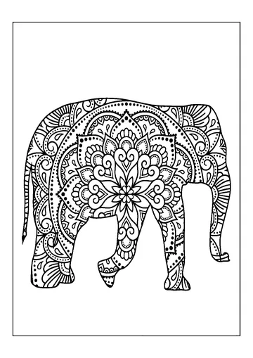 Mandala Elephant for Adults coloring page