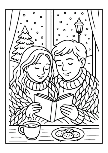 Couple Reading Book coloring page