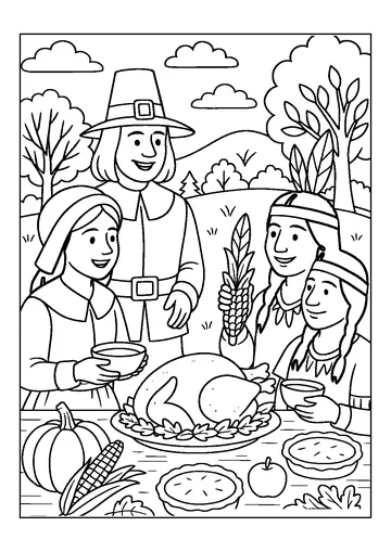 First Thanksgiving Feast coloring page