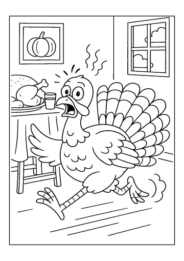 Funny Turkey Running Away coloring page
