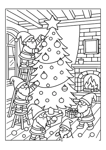 Gnomes Decorating coloring page