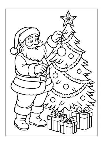 Santa Decorating coloring page