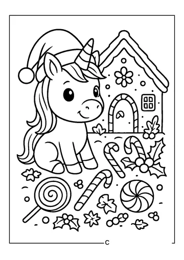 Gingerbread House Candy Canes coloring page