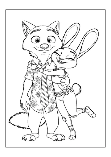 2 Coloring Nick Judy Hug coloring page