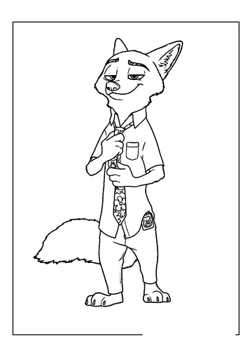 2 Coloring Nick Wilde Adjusting Tie coloring page