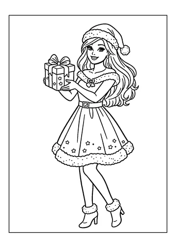 Barbie Christmas coloring page