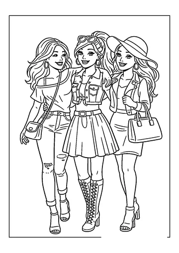 Barbie Friends coloring page