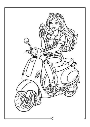 Barbie Scooter coloring page