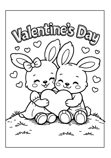 Bunny Couple Valentine Love coloring page