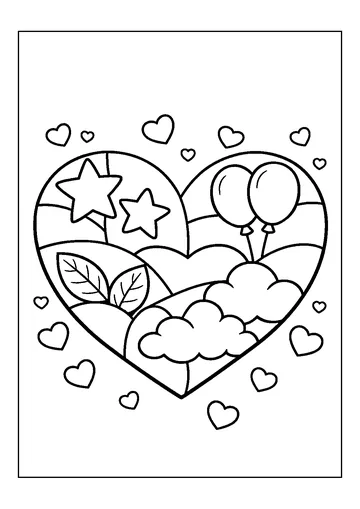 Heart Collage Shapes coloring page