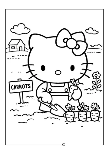 Hello Kitty Gardening coloring page
