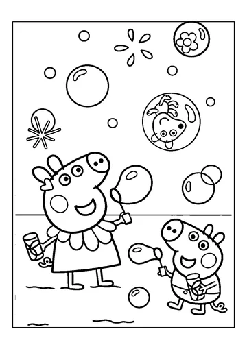 Peppa Pig Blowing Bubbles coloring page
