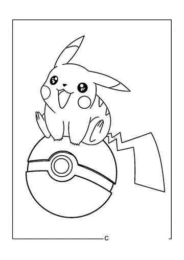 Pikachu Sitting on Poke Ball coloring page
