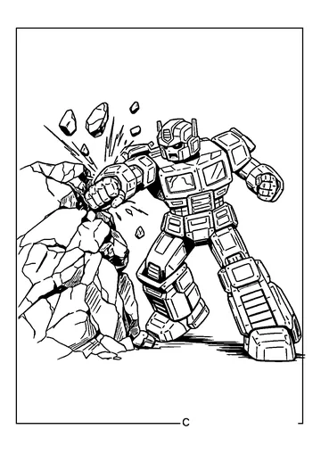 Optimus Prime Breaking Rock coloring page