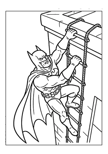Batman Climbing a Rope Ladder coloring page