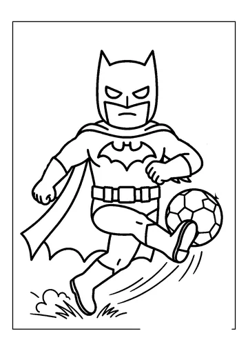 Batman Kicking a Soccer Ball coloring page