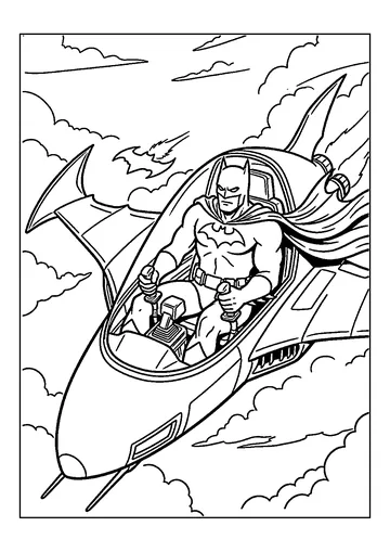 Batman Piloting the Batwing Jet coloring page
