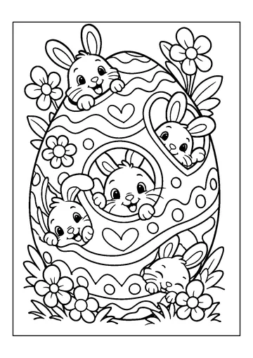Bunnies Inside Giant Easter Egg coloring page