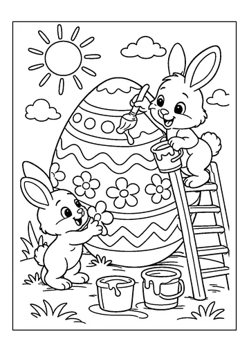 Bunny Painting Giant Easter Egg coloring page