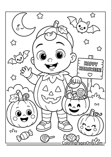 Cocomelon Halloween coloring page