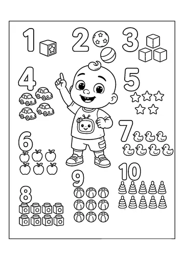 Cocomelon Numbers coloring page