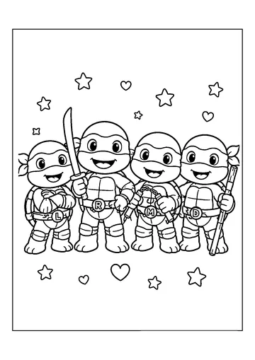 Cute Ninja Turtles coloring page