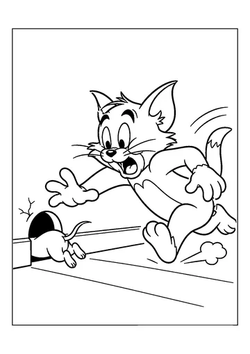 Jerry Escaping from Tom coloring page