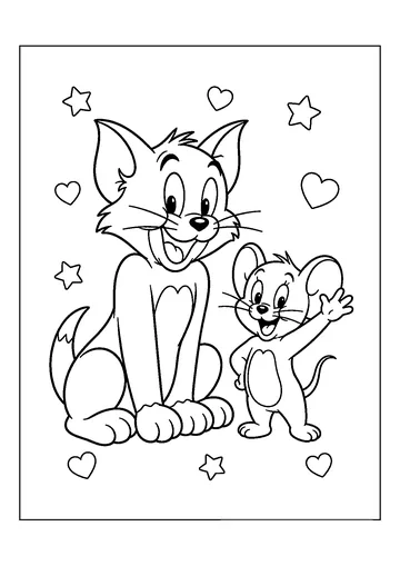 Simple Tom and Jerry coloring page