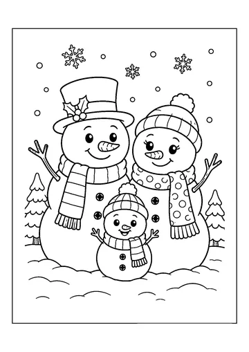 Snowman Family coloring page