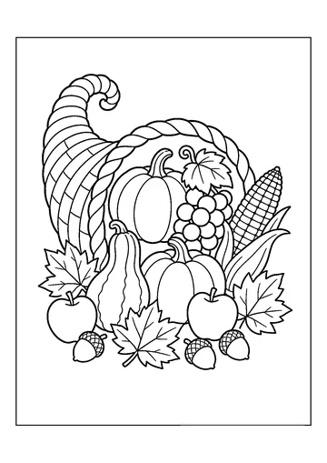 Thanksgiving Cornucopia coloring page