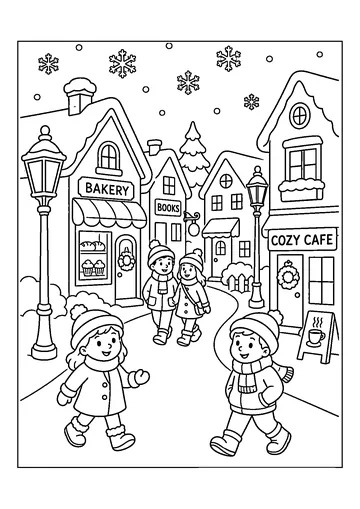 Village Street coloring page